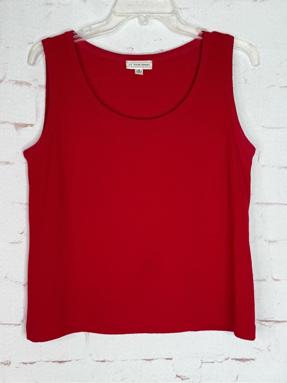 ST. JOHN Sport Santana Knit Red Shell Size Small Scoop Neck Sleeveless Tank - Picture 14 of 14